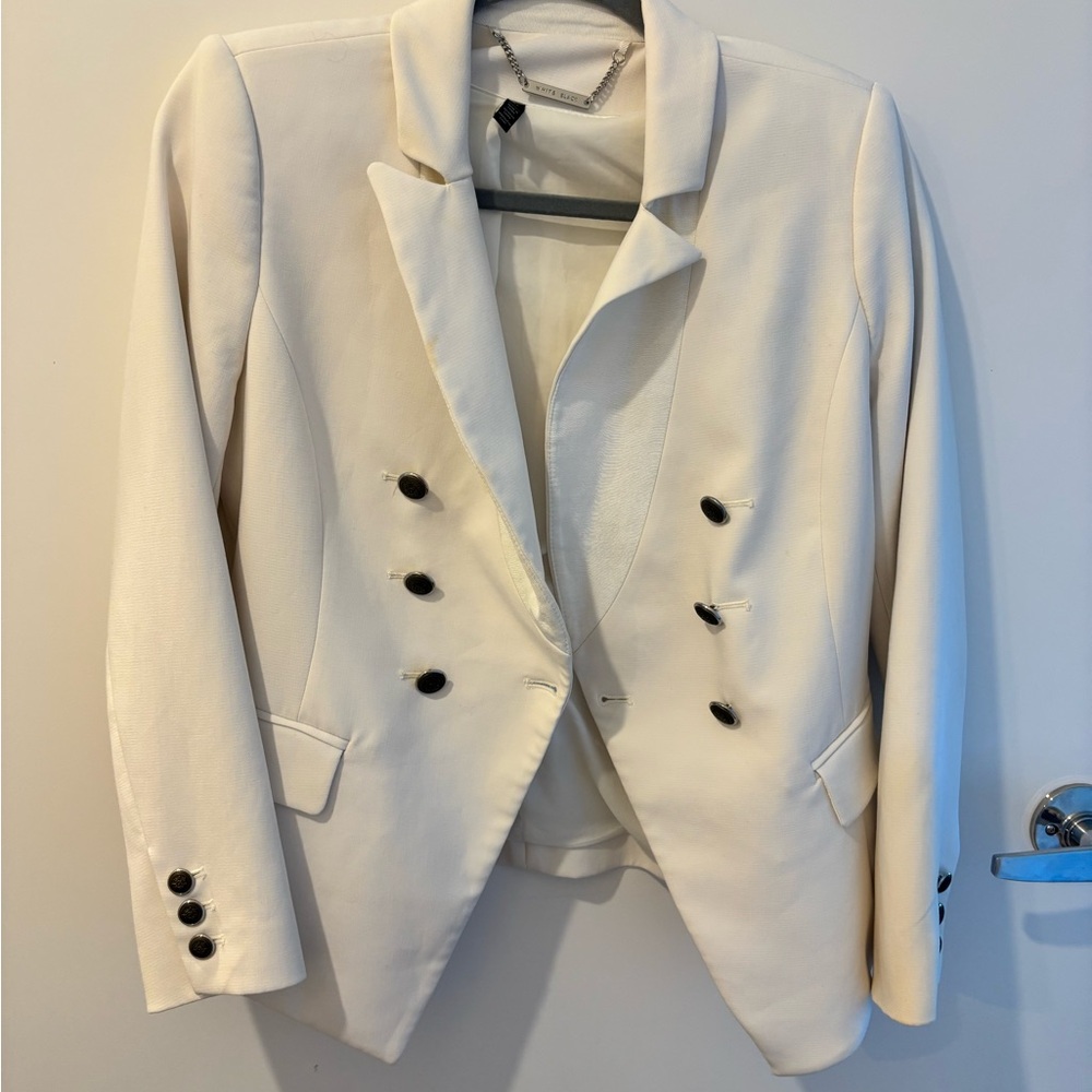 Chic Cream Double-Breasted Blazer white black market!
